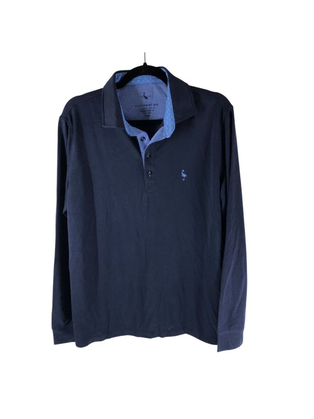 Tailor Byrd Mens Polo Shirt Long Sleeve Modal Blend Navy Blue L